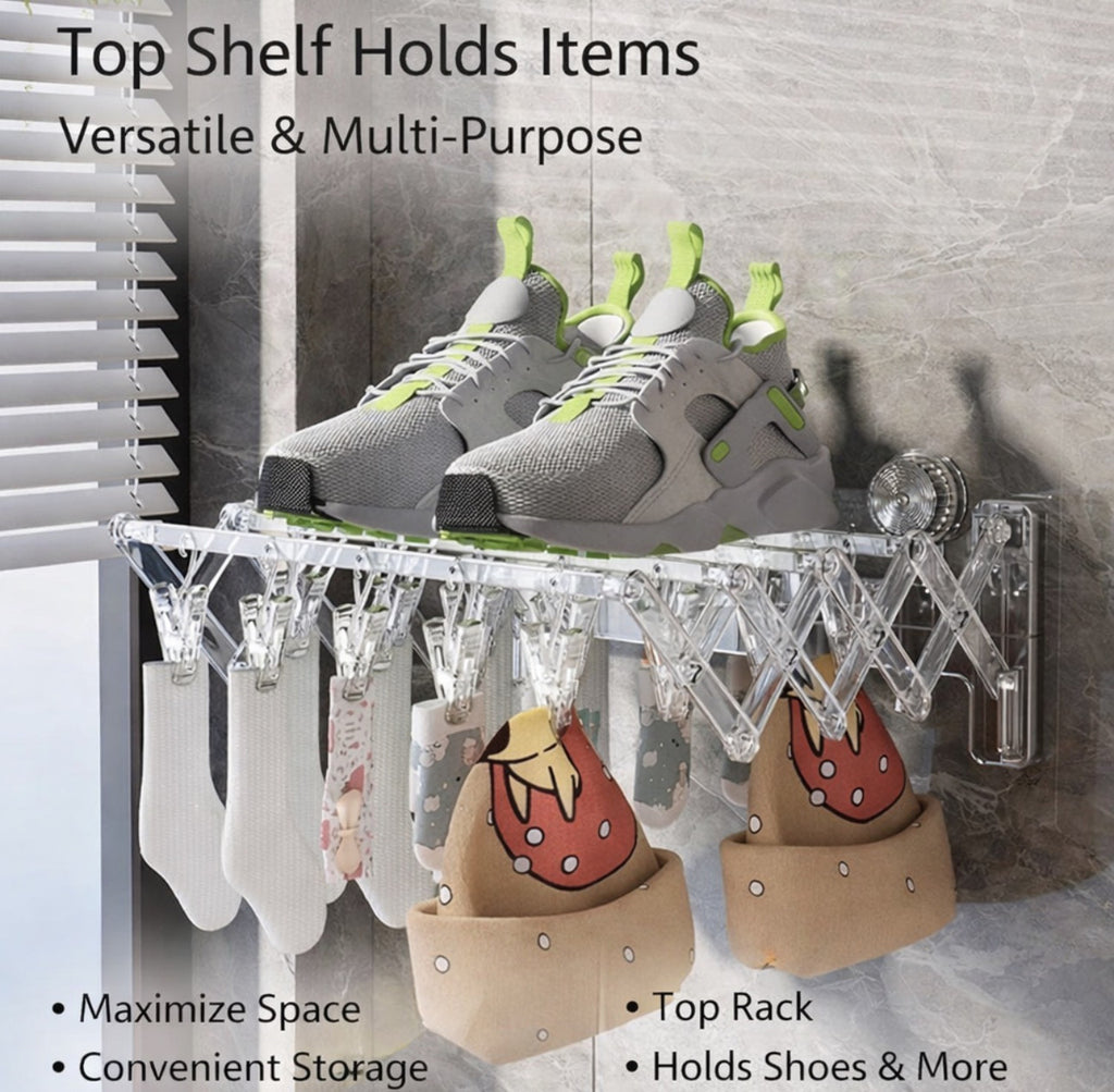 Downtown Foldable Wall Mounted Drying Rack 4 Layer Collapsible Laundry Rack Space Saving Clothes Towel Hanger
