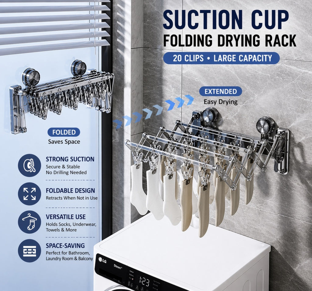 Downtown Foldable Wall Mounted Drying Rack 4 Layer Collapsible Laundry Rack Space Saving Clothes Towel Hanger