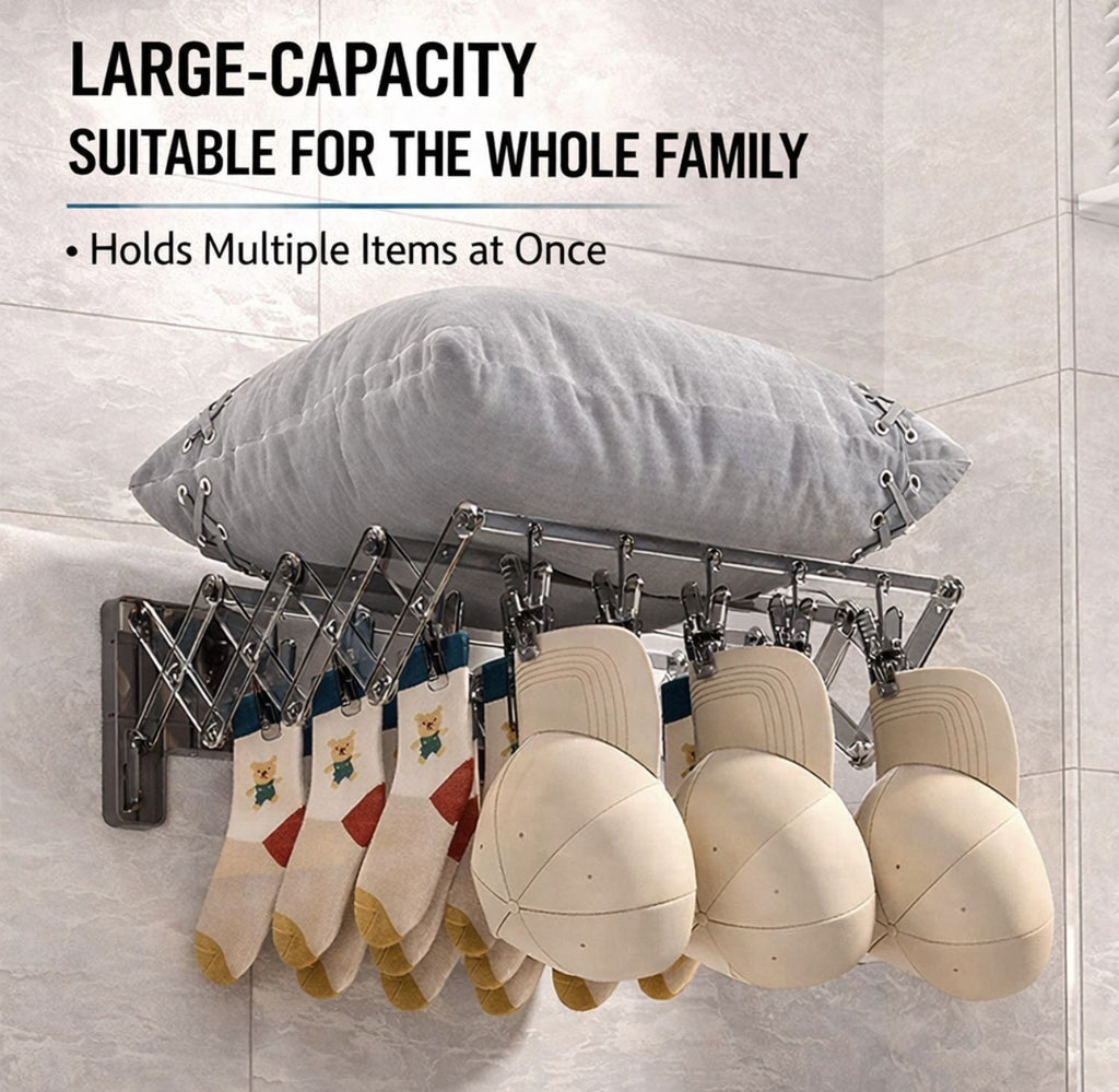 Downtown Foldable Wall Mounted Drying Rack 4 Layer Collapsible Laundry Rack Space Saving Clothes Towel Hanger