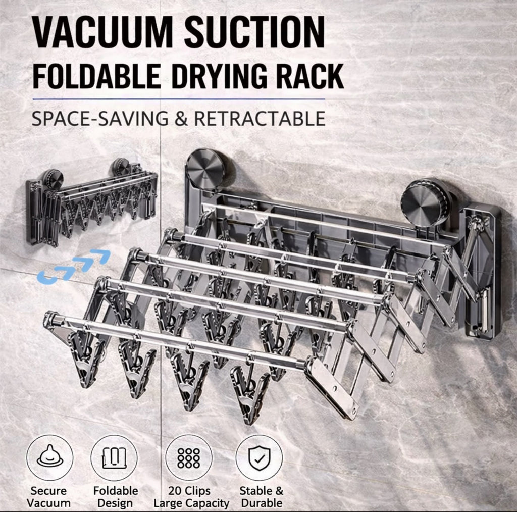 Downtown Foldable Wall Mounted Drying Rack 4 Layer Collapsible Laundry Rack Space Saving Clothes Towel Hanger