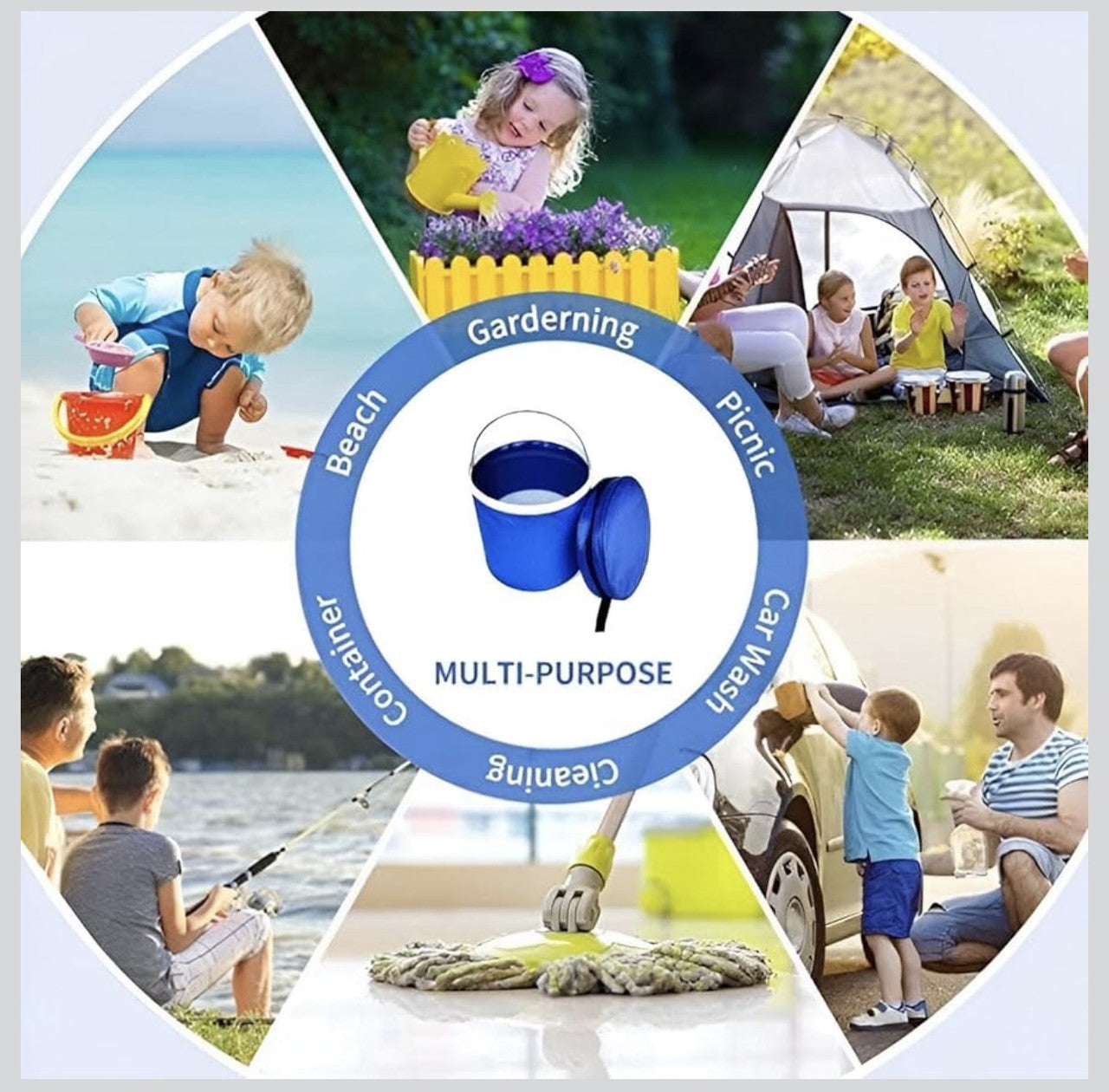 Downtown Collapsible Folding Bucket 13L Portable Water Container Outdoor Camping Cleaning Bucket