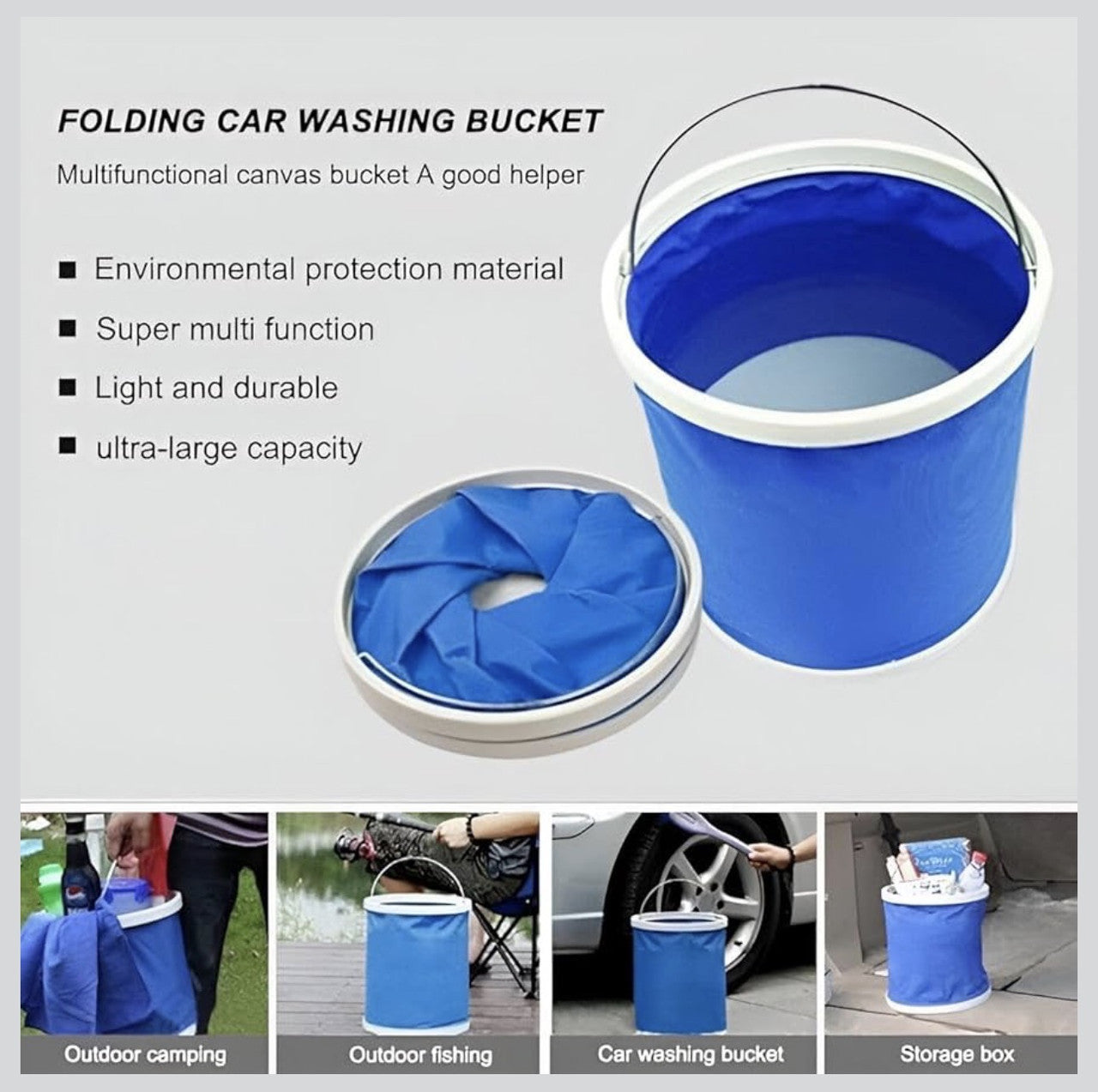 Downtown Collapsible Folding Bucket 13L Portable Water Container Outdoor Camping Cleaning Bucket