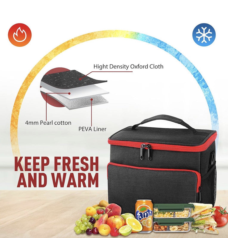 Downtown Insulated Lunch Bag Large Capacity Cooler Bag Thermal Food Storage Tote with Shoulder Strap for Work Travel Picnic