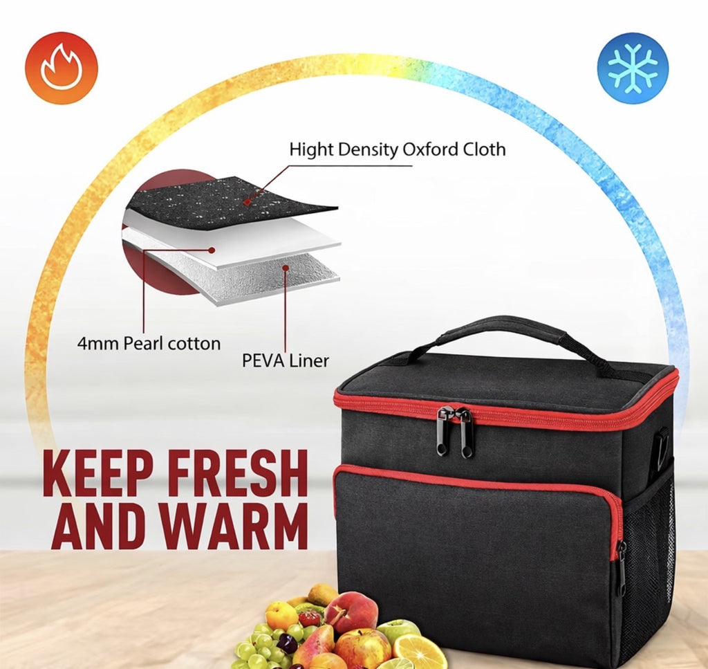 Downtown Insulated Lunch Bag Large Capacity Cooler Bag Thermal Food Storage Tote with Shoulder Strap for Work Travel Picnic