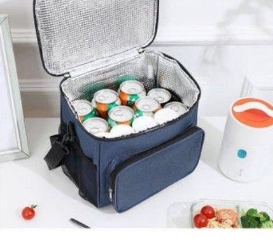Downtown Insulated Lunch Bag Large Capacity Cooler Bag Thermal Food Storage Tote with Shoulder Strap for Work Travel Picnic (Blue)