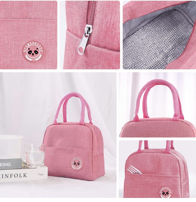 Downtown Insulated Lunch Bag Large Capacity Cooler Bag Thermal Food Storage Tote with Handle for Work Travel Picnic (Pink)