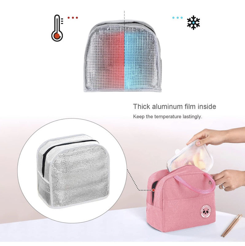 Downtown Insulated Lunch Bag Large Capacity Cooler Bag Thermal Food Storage Tote with Handle for Work Travel Picnic (Pink)