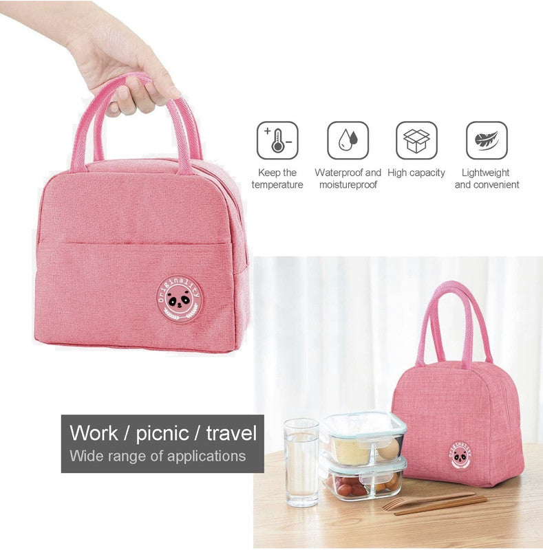 Downtown Insulated Lunch Bag Large Capacity Cooler Bag Thermal Food Storage Tote with Handle for Work Travel Picnic (Pink)