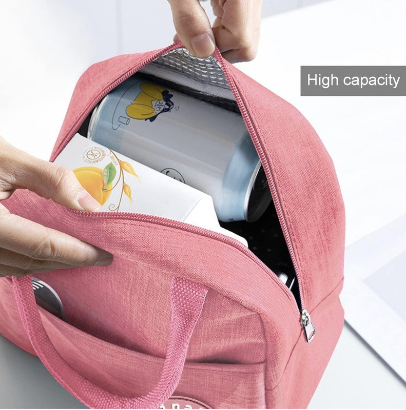 Downtown Insulated Lunch Bag Large Capacity Cooler Bag Thermal Food Storage Tote with Handle for Work Travel Picnic (Pink)