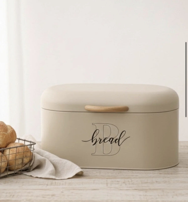 Downtown Bread Box with 3 Storage Canisters Set Metal Kitchen Storage Container Set for Bread Tea Coffee Sugar