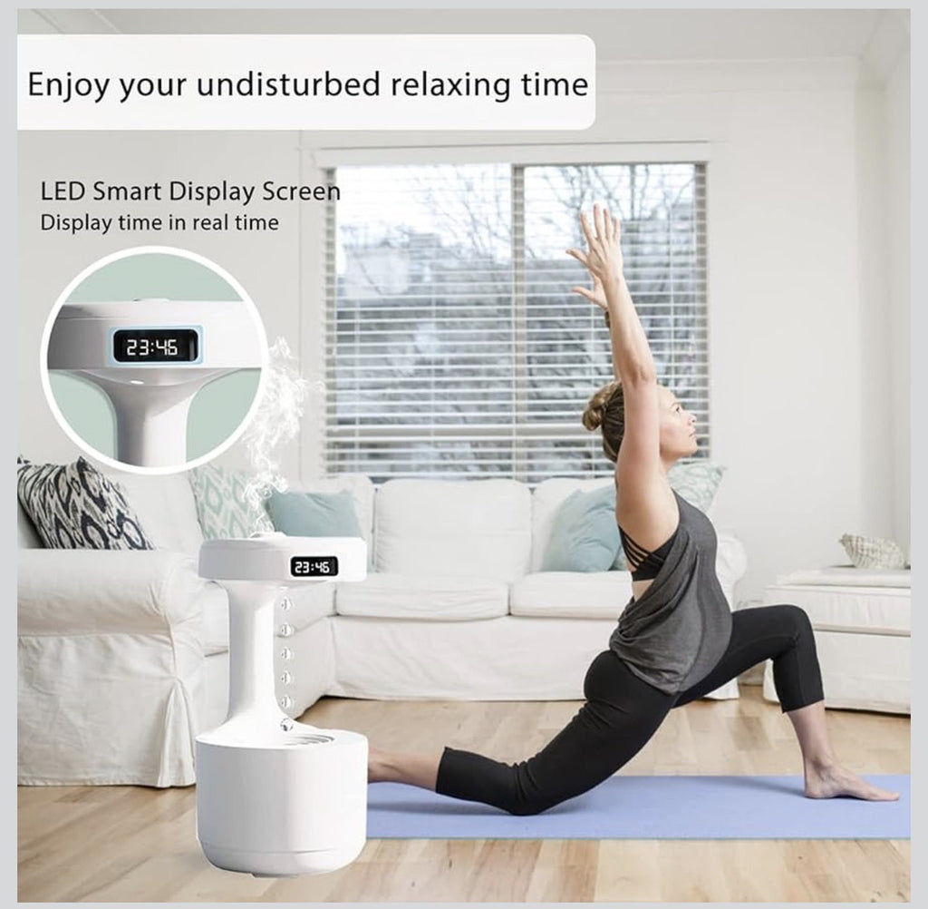Downtown Ultrasonic Air Humidifier with LED Display Quiet Desk Humidifier USB Rechargeable Water Drop Mist Aroma Diffuser