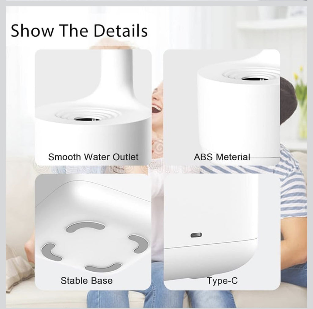 Downtown Ultrasonic Air Humidifier with LED Display Quiet Desk Humidifier USB Rechargeable Water Drop Mist Aroma Diffuser