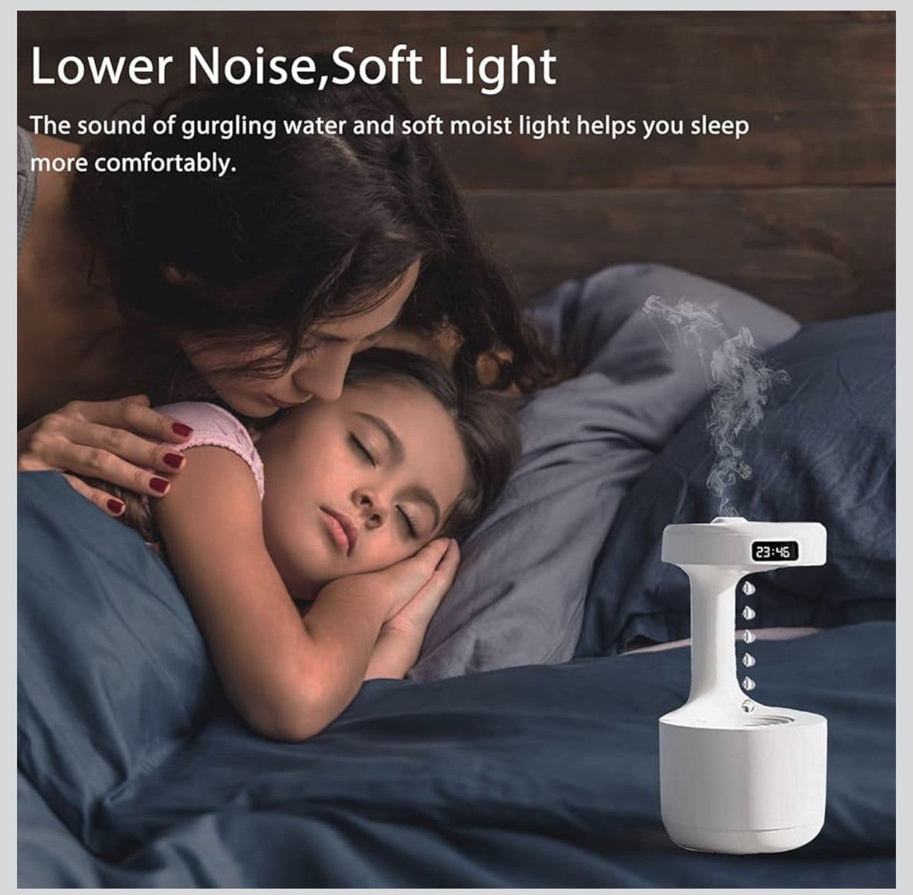 Downtown Ultrasonic Air Humidifier with LED Display Quiet Desk Humidifier USB Rechargeable Water Drop Mist Aroma Diffuser