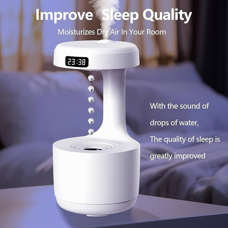 Downtown Ultrasonic Air Humidifier with LED Display Quiet Desk Humidifier USB Rechargeable Water Drop Mist Aroma Diffuser
