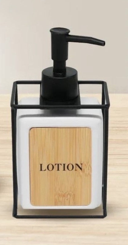 Downtown Soap Dispenser Pump Bottle Bathroom Kitchen Lotion Dispenser Modern Square Design with Holder Frame