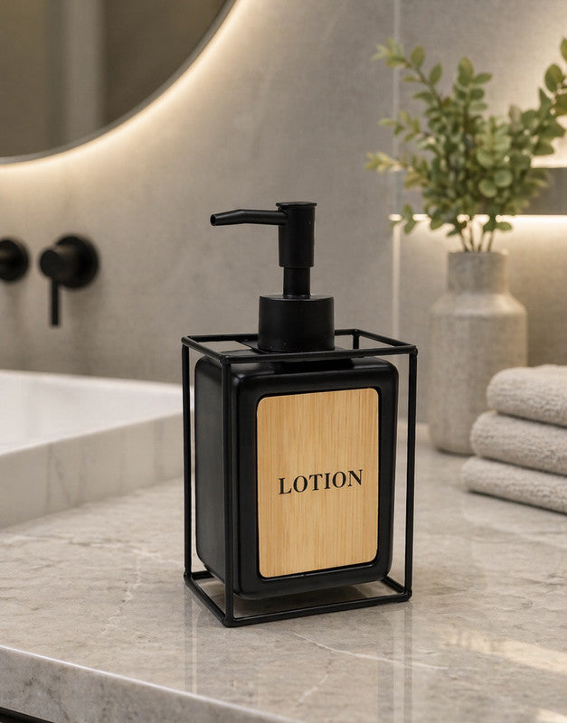 Downtown Soap Dispenser Pump Bottle Bathroom Kitchen Lotion Dispenser Modern Square Design with Holder Frame