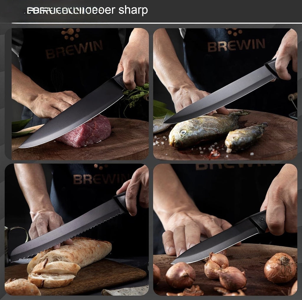 Downtown Knife Set with Block Stainless Steel Kitchen Knife Set Multi Purpose Chef Knife Set with Holder Stand