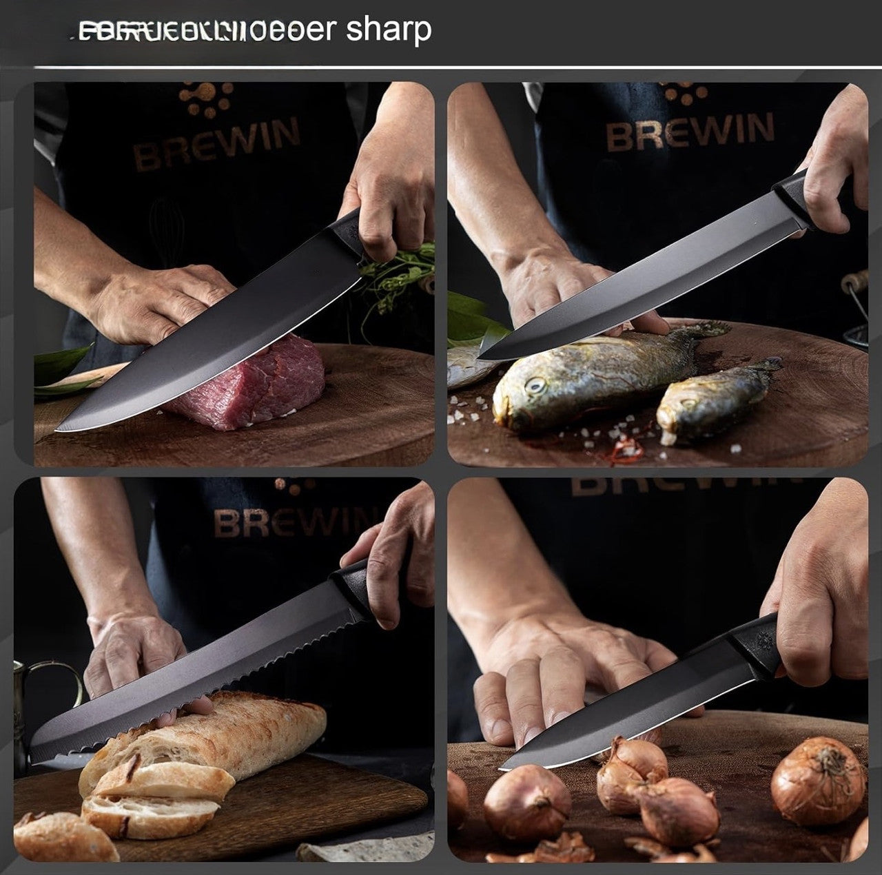 Downtown Knife Set with Block Stainless Steel Kitchen Knife Set Multi Purpose Chef Knife Set with Holder Stand