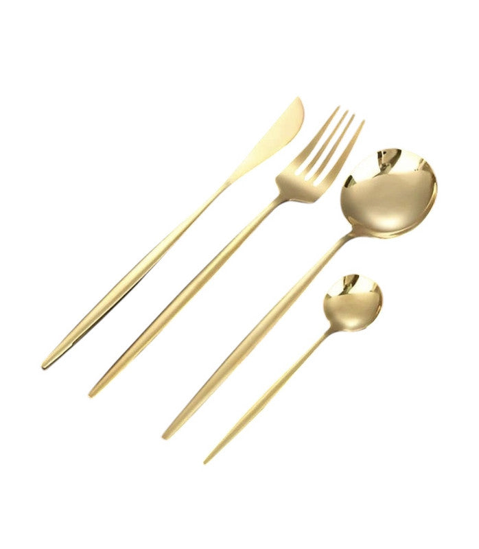 Downtown Gold Stainless Steel Cutlery Set Premium Flatware Set Fork Knife Spoon Dining Set Elegant Kitchen Tableware