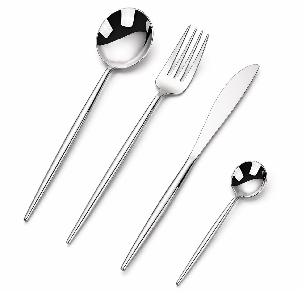 Downtown Stainless Steel Cutlery Set Premium Silver Flatware Set Fork Knife Spoon Dining Set Modern Kitchen Tableware