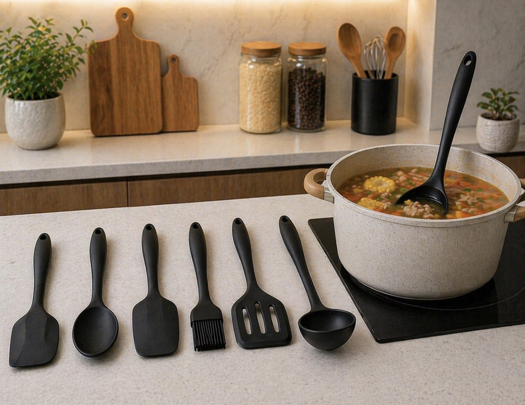 Downtown Silicone Kitchen Utensil Mini Set – Heat Resistant Non Stick Cooking Tools with Hanging Ring Set