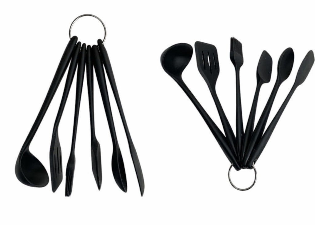 Downtown Silicone Kitchen Utensil Mini Set – Heat Resistant Non Stick Cooking Tools with Hanging Ring Set