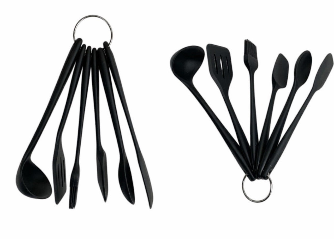 Downtown Silicone Kitchen Utensil Mini Set – Heat Resistant Non Stick Cooking Tools with Hanging Ring Set