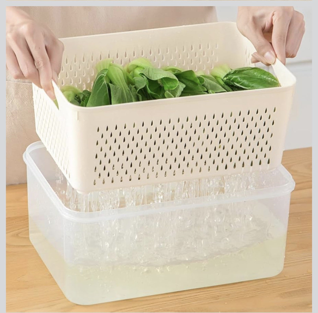 Downtown 10L Food Storage Box with Drain Basket and Lid – Multi Layer Washing and Storage Container for Fruits Vegetables and Meat