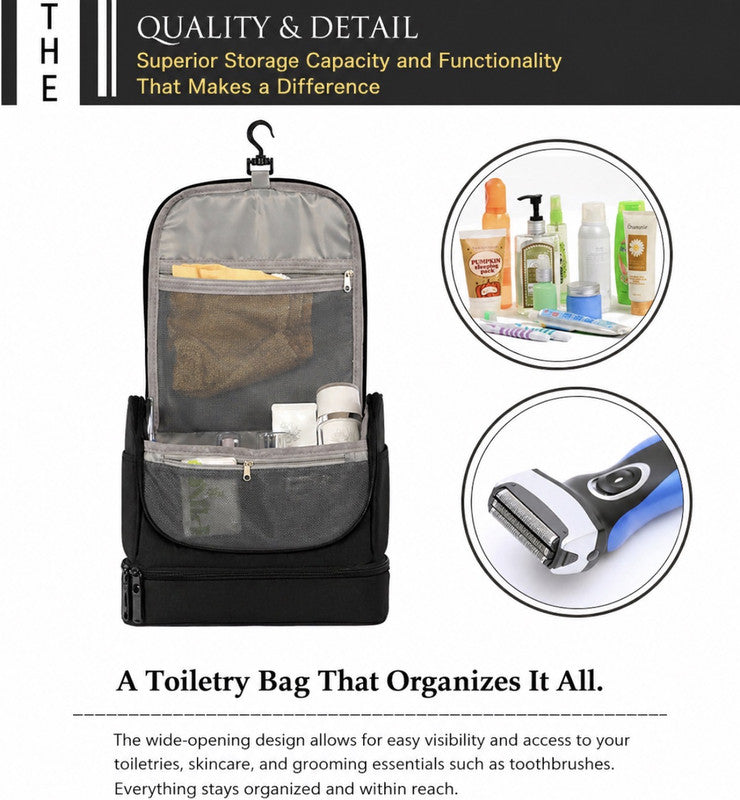 Downtown Hanging Toiletry Bag Travel Organizer – Portable Multi Layer Cosmetic Storage Bag with Hook for Makeup Accessories