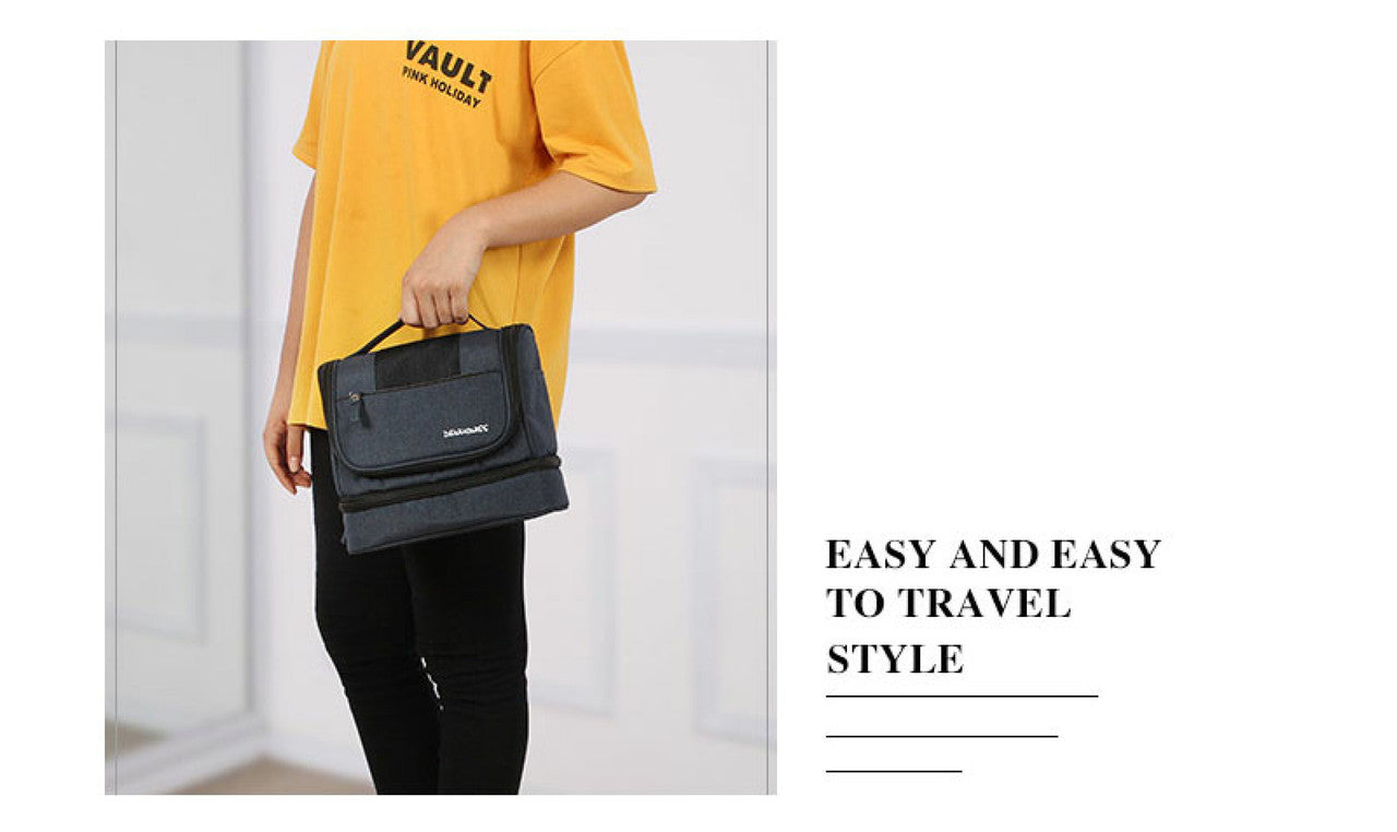 Downtown Hanging Toiletry Bag Travel Organizer – Portable Multi Layer Cosmetic Storage Bag with Hook for Makeup Accessories