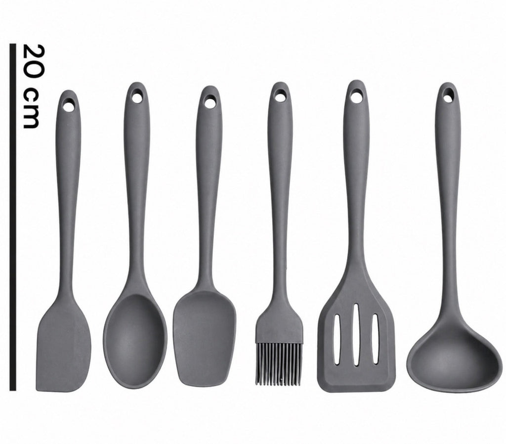 Downtown Silicone Kitchen Utensil Mini Set Grey – Heat Resistant Non Stick Cooking Tools with Hanging Ring