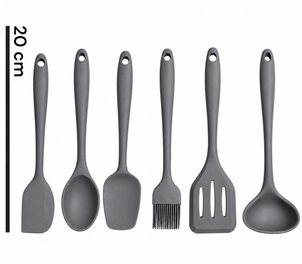 Downtown Silicone Kitchen Utensil Mini Set Grey – Heat Resistant Non Stick Cooking Tools with Hanging Ring