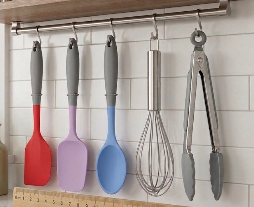 Downtown Mini Silicone Kitchen Utensil Set – Compact Heat Resistant Cooking Tools with Stainless Steel Handles