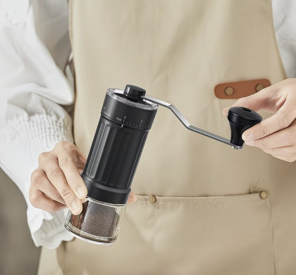 Downtown Manual Coffee Grinder with Adjustable Settings – Portable Hand Crank Coffee Bean Grinder with Glass Jar