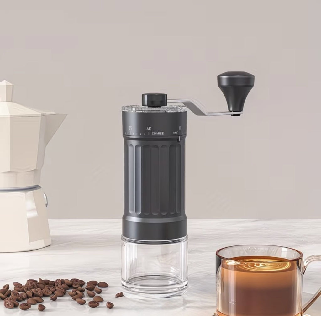 Downtown Manual Coffee Grinder with Adjustable Settings – Portable Hand Crank Coffee Bean Grinder with Glass Jar