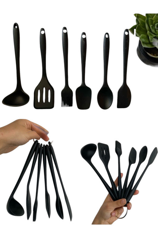 Downtown Silicone Kitchen Utensil Mini Set – Heat Resistant Non Stick Cooking Tools with Hanging Ring Set
